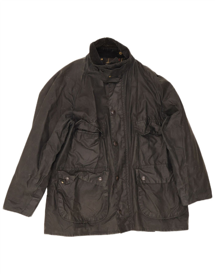 Barbour Mens Bedale Chaqueta De Algodón Encerado Tamaño 40 Mediano Negro