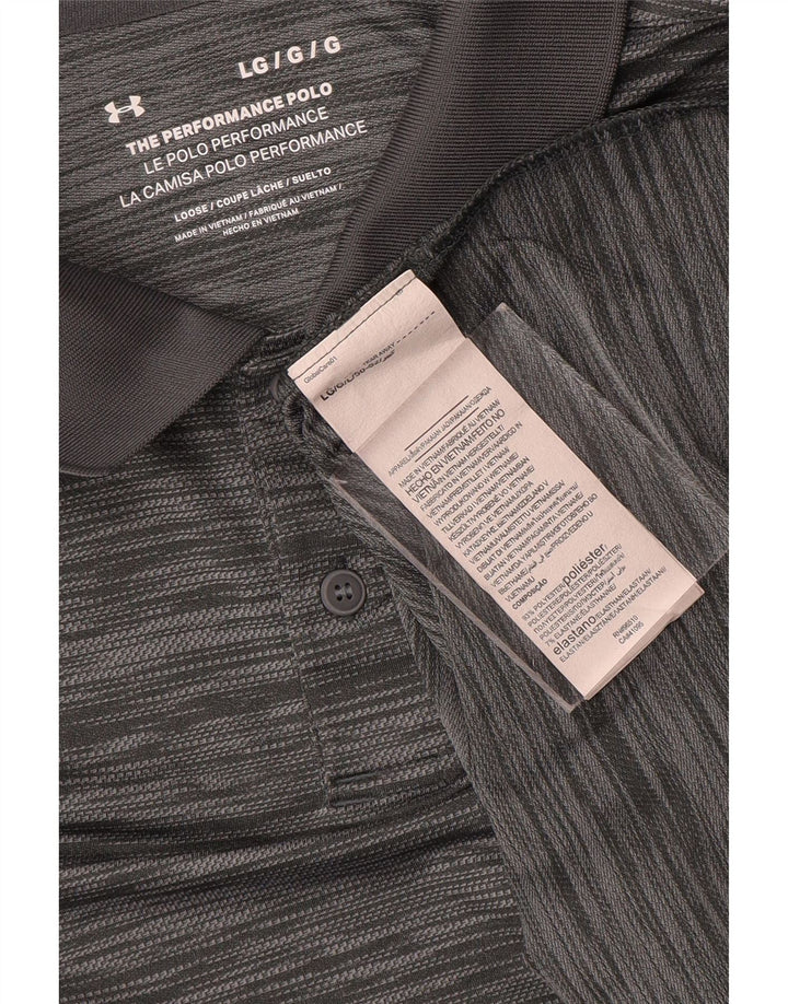 Under Armour Polo para hombre de poliéster a rayas grises grandes