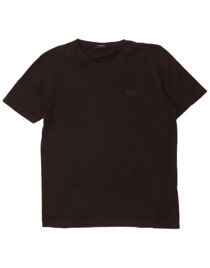 Hugo Boss Hombre Camiseta Top Grande Algodón Negro