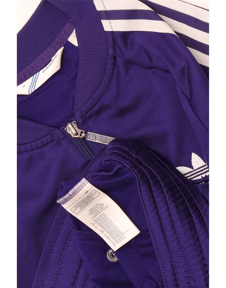Adidas Mujer Crop Chándal Top Chaqueta IT 44 Medio Púrpura Poliéster