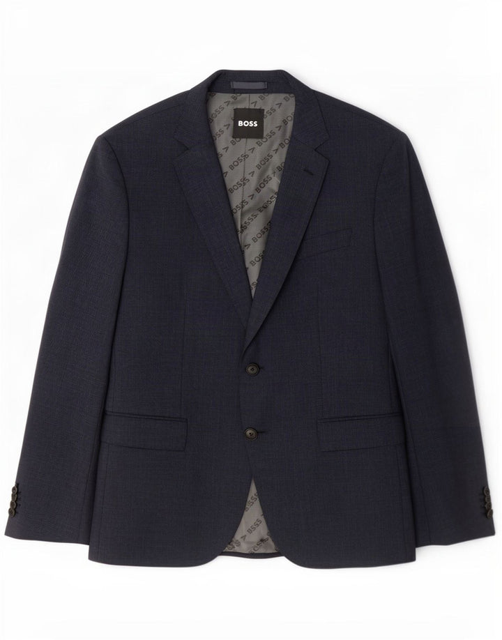 Hugo Boss Chaqueta tipo blazer de 2 botones para hombre UK 52 XL Lana a cuadros azul marino