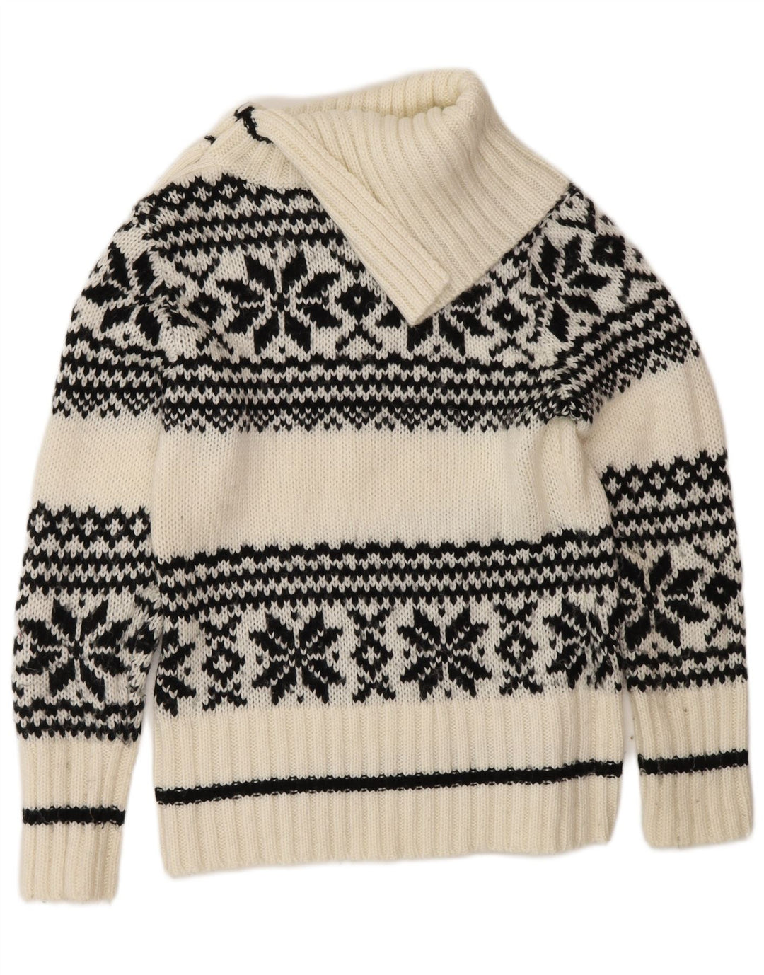 Yessica Suéter tipo jersey con cuello y botones de copo de nieve para mujer UK 44 Medium White Wint