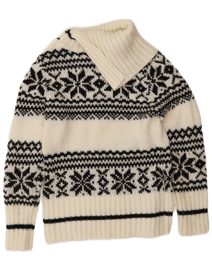 Yessica Suéter tipo jersey con cuello y botones de copo de nieve para mujer UK 44 Medium White Wint