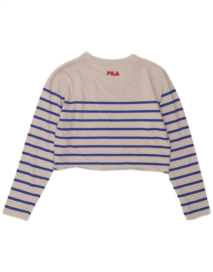 Fila Mujer Crop Graphic Top Manga Larga UK 40 Mediano Rayas Blancas