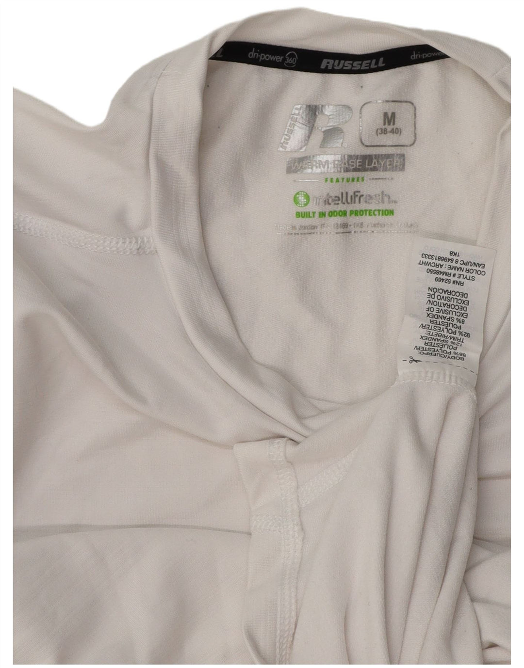 RUSSELL ATHLETIC Camiseta Hombre Manga Larga UK 38/40 Medio Blanco Poliéster