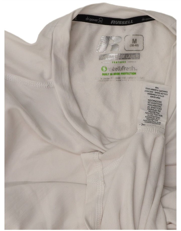 RUSSELL ATHLETIC Camiseta Hombre Manga Larga UK 38/40 Medio Blanco Poliéster