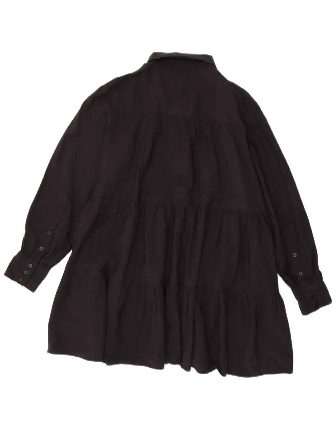 Zara Vestido Extragrande Escalonado para Mujer UK 40 Small Viscosa Negra