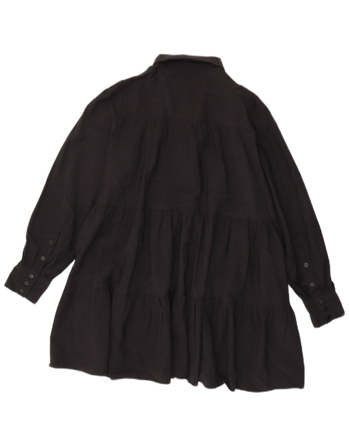 Zara Vestido Extragrande Escalonado para Mujer UK 40 Small Viscosa Negra