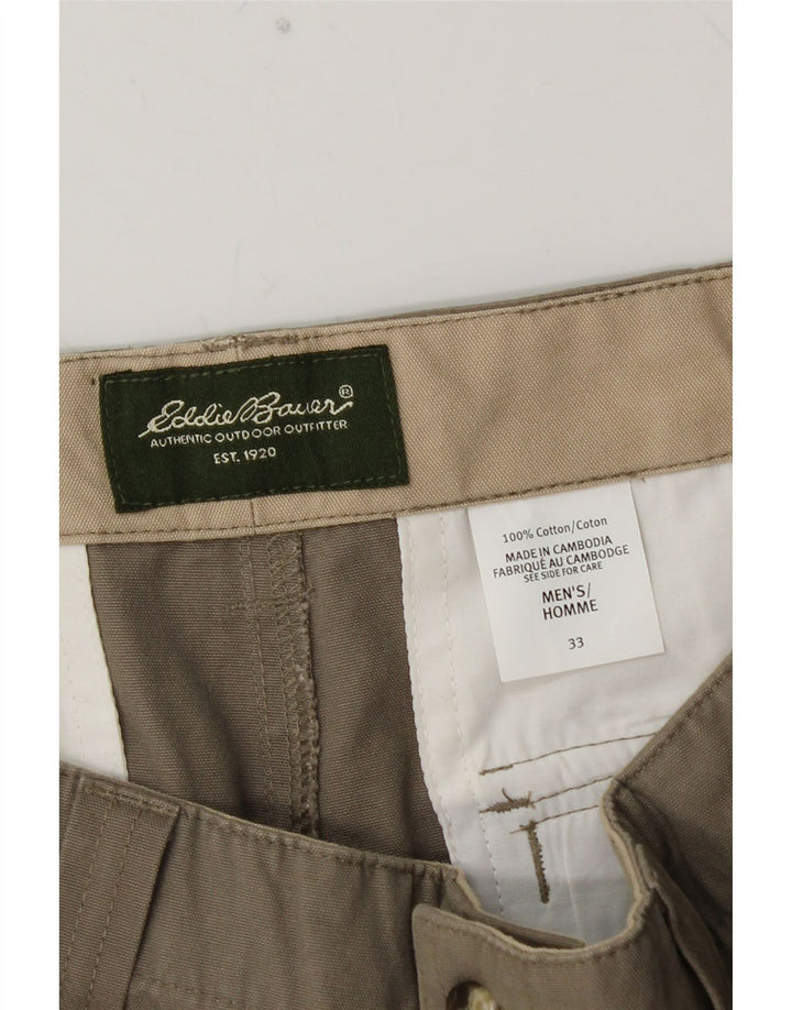 EDDIE BAUER Pantalones cortos cargo para hombre W33 Algodón caqui medio