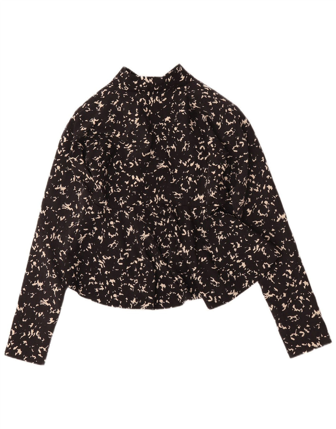 Vintage mujer patrón abstracto camisa blusa Reino Unido 12 medio negro