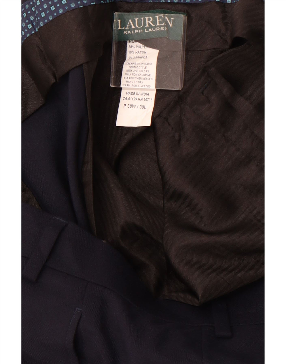 POLO RALPH LAUREN Pantalón de traje recto para hombre W38 L30 Poliéster azul marino