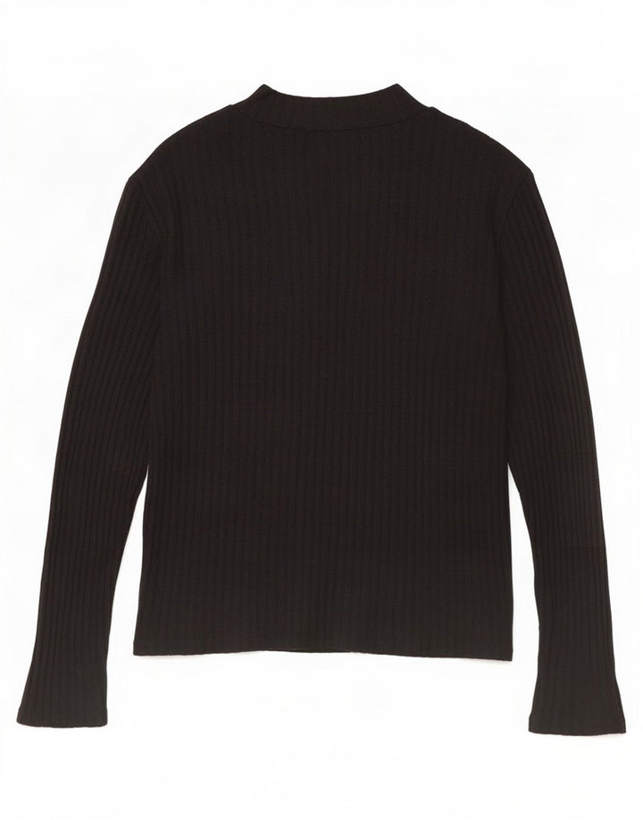 Zara Mujer Top Manga Larga UK 44 Grande Negro