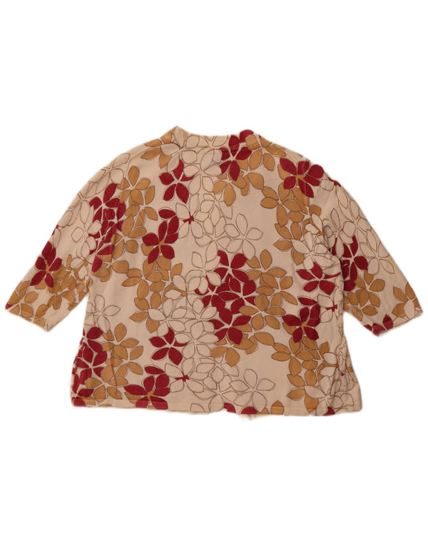 Eddie Bauer Suéter tipo cárdigan de manga 3/4 para mujer UK 20 2XL Beige Floral