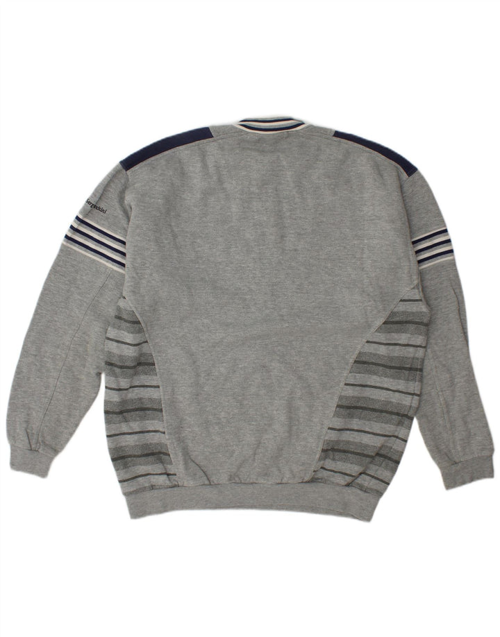 Sergio Tacchini Sudadera con cuello y cremallera para hombre Jersey XL Gris Colorblock