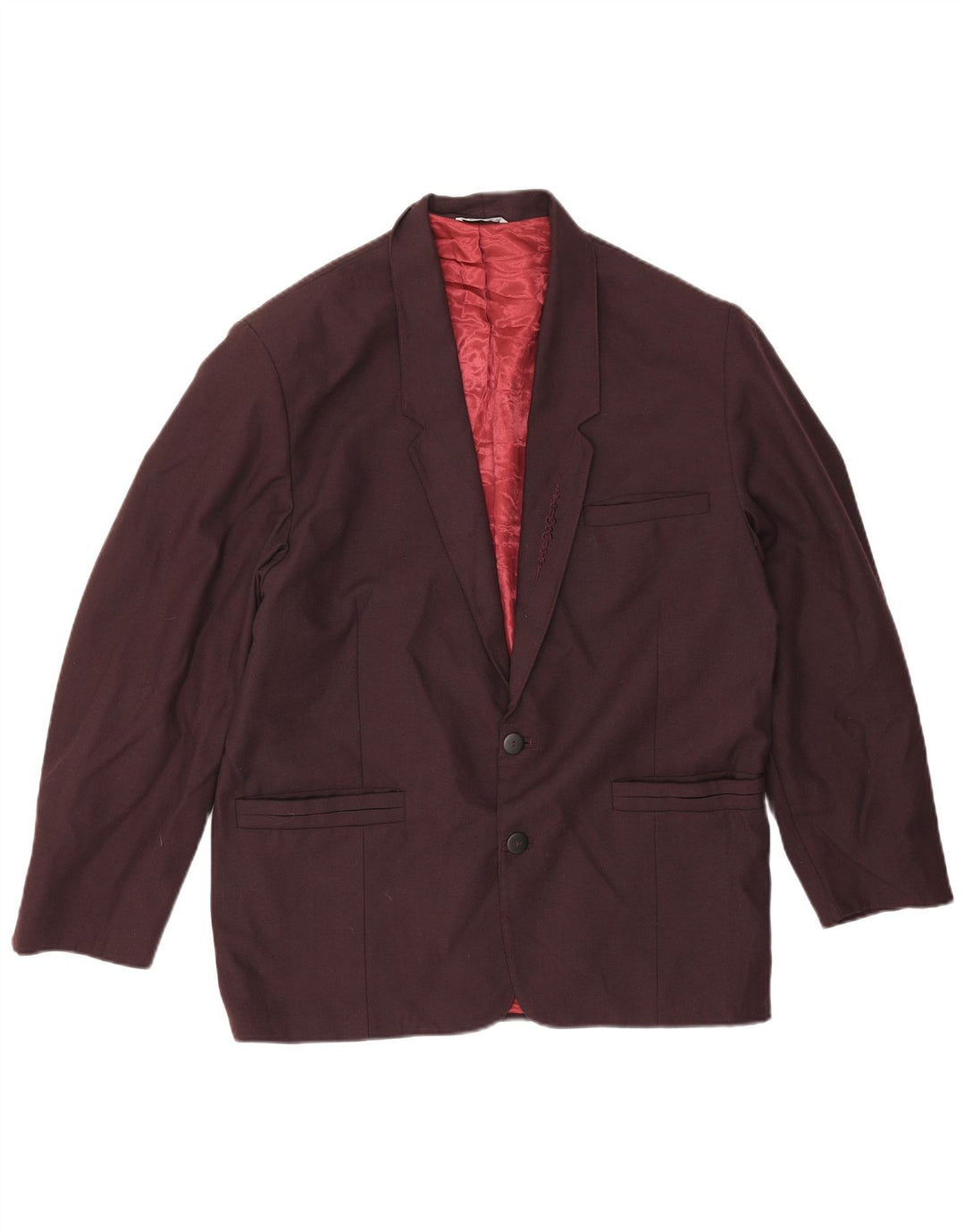 Wampum Chaqueta tipo blazer de 2 botones para hombre UK 38 Medium Borgoña Viscosa