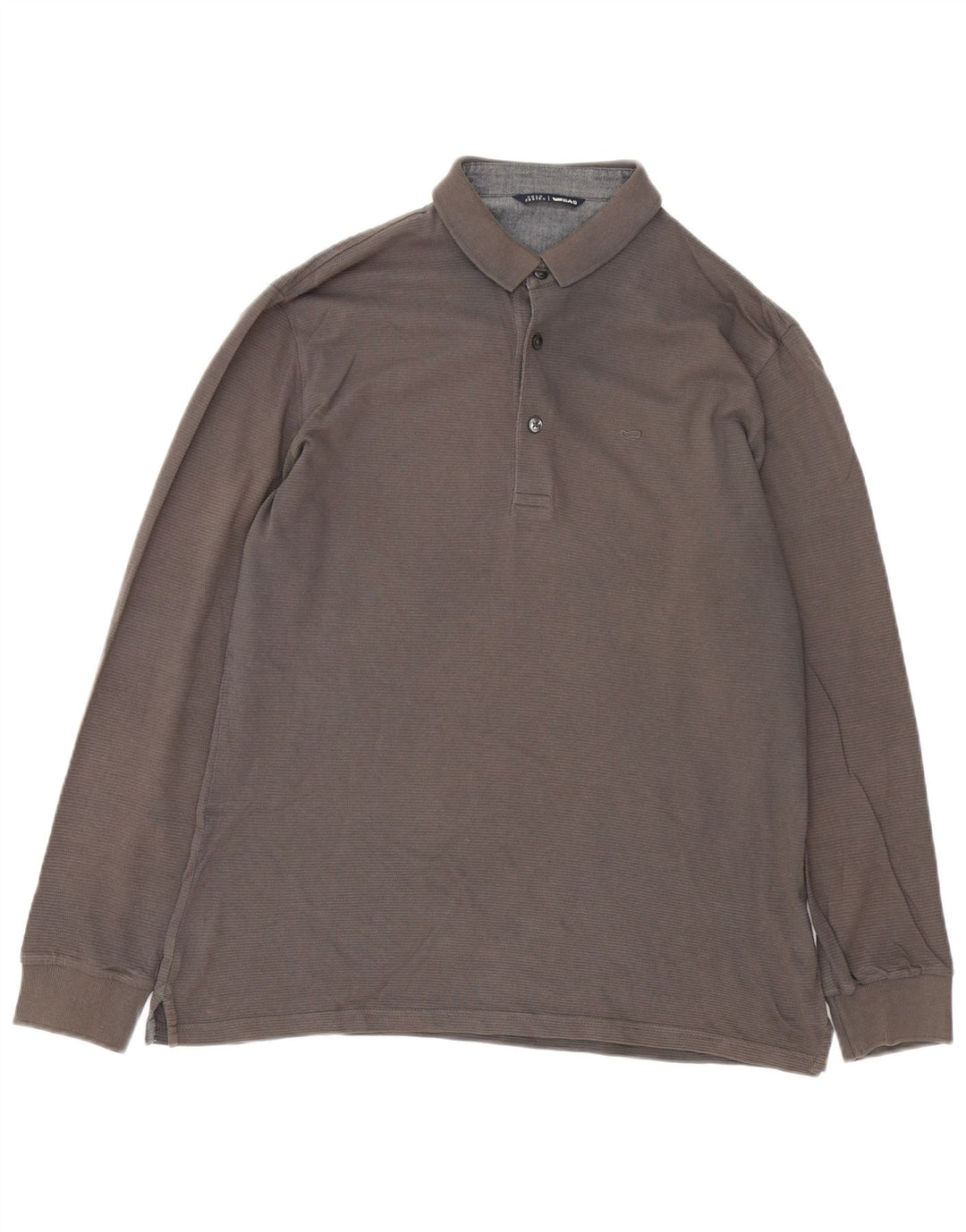 GAS Polo de manga larga para hombre de algodón gris grande