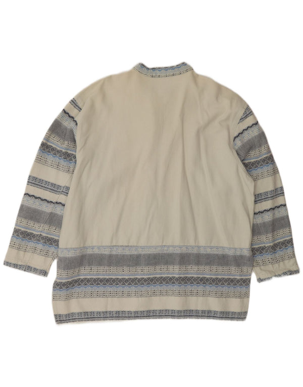 Vintage mujer camisa blusa Reino Unido 18 XL algodón a rayas blancas