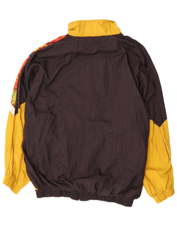 Vintage hombres chándal top chaqueta 2XL negro colorblock nylon