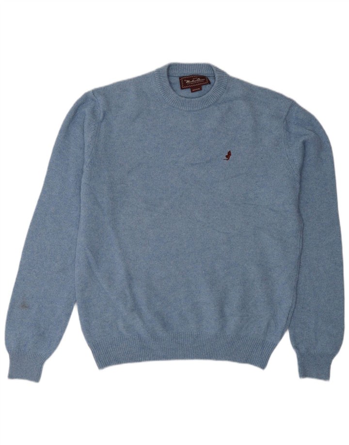 Marlboro Classics Jersey de cuello redondo para hombre de lana azul medio