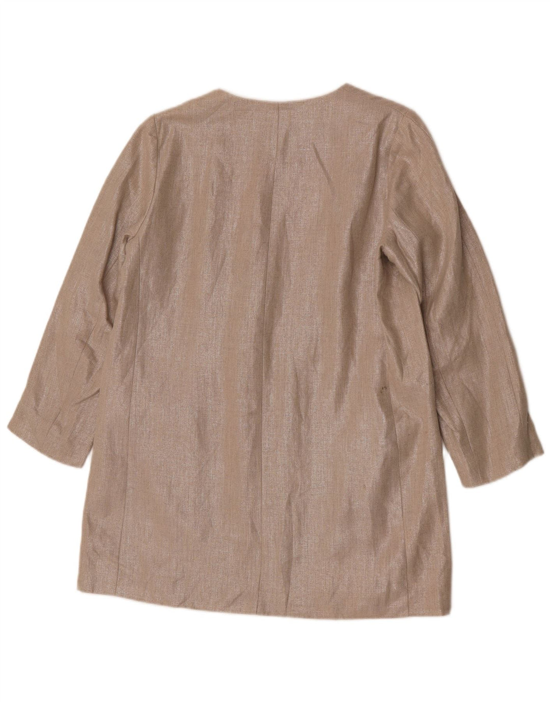 Zara Mujer Chaqueta Americana Abierta Reino Unido 44 Lino Beige Medio