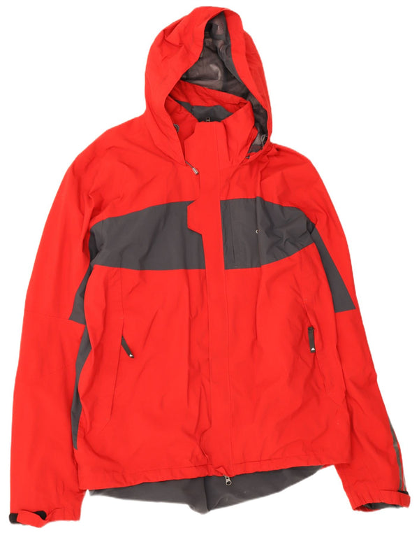Adidas Chaqueta cortavientos con capucha para hombre UK 44 2XL Rojo Colorblock Poliamida
