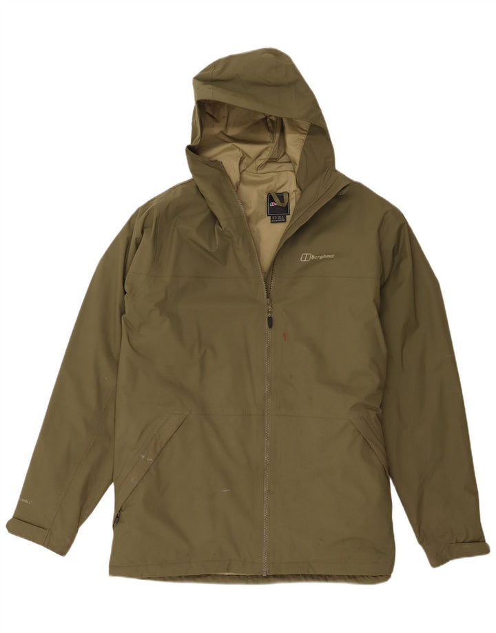 Berghaus Chaqueta impermeable con capucha para hombre UK 42 XL Caqui Poliamida