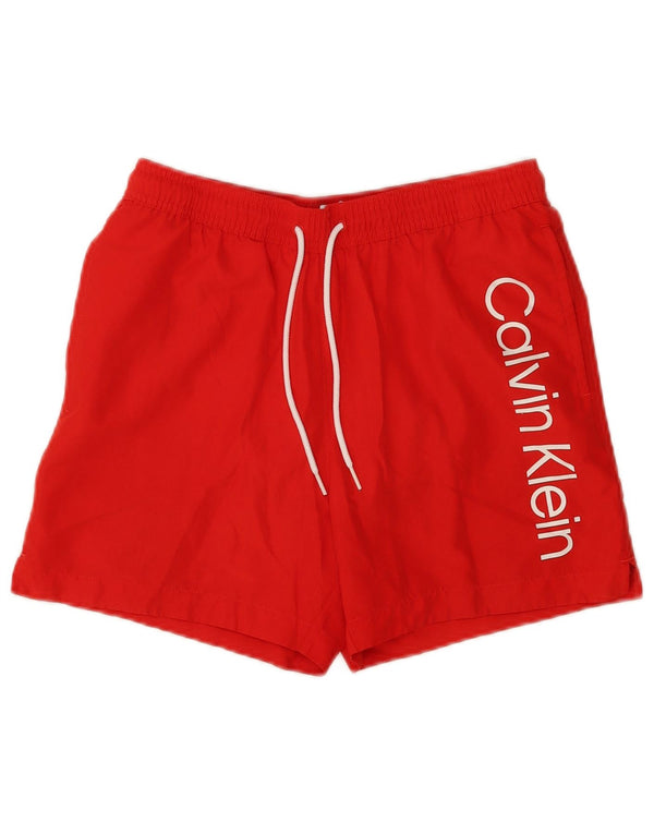 Calvin Klein Bañador con gráfico para hombre, tamaño pequeño, poliéster rojo