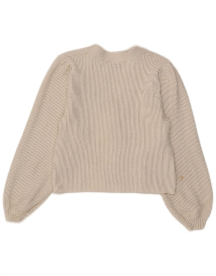 Zara - Cárdigan corto para mujer, talla 40, viscosa blanca mediana
