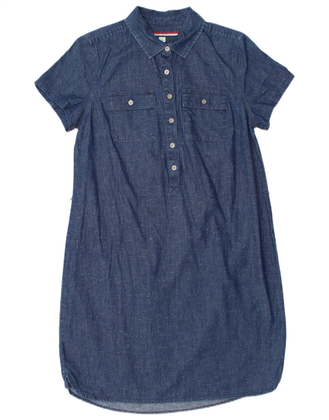 TOMMY HILFIGER Vestido camisero vaquero para mujer UK 44 Algodón moteado azul medio