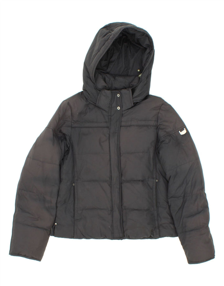 CHAMPION Womens Hooded Padded Jacket UK 10 Small Black Polyester Vintage Champion and Second-Hand Champion from Messina Hembry 