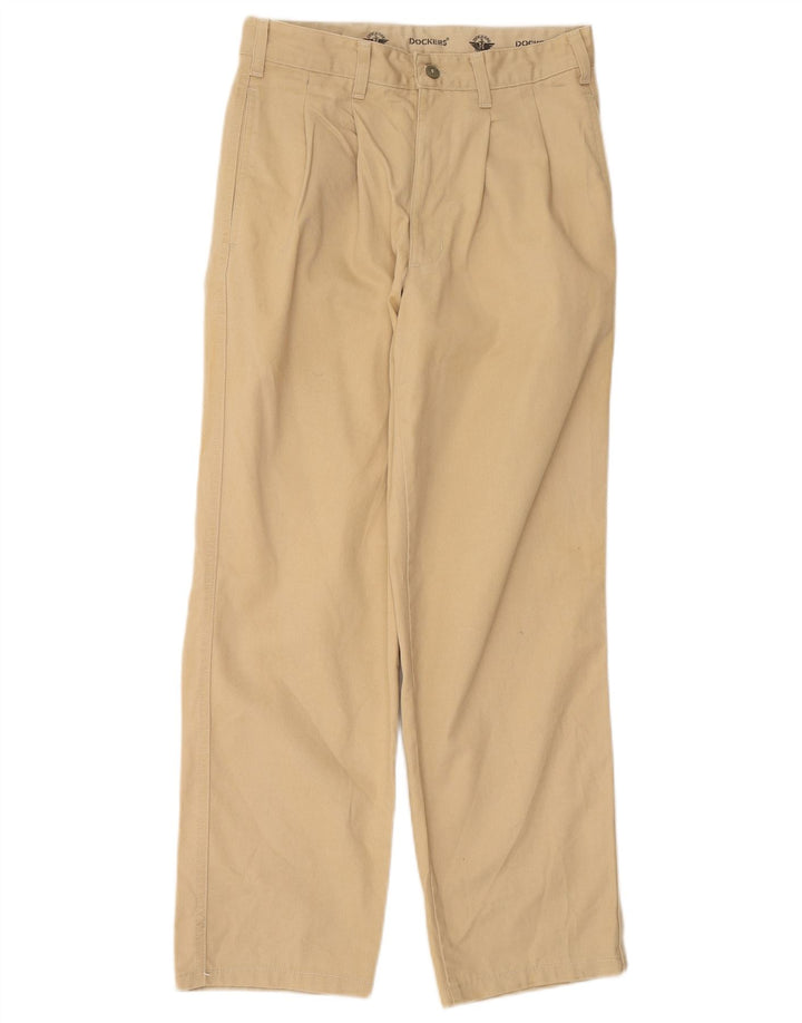 DOCKERS Pantalón chino con pinzas para hombre W29 L28 Algodón beige