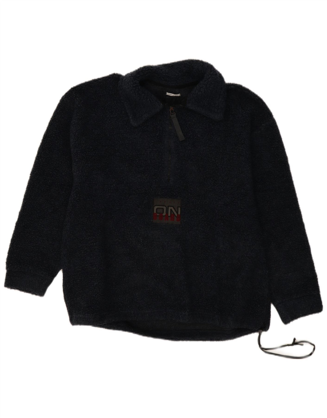 Belfe Hombre Jersey De Forro Polar Con Cuello De Polo Y Gráfico Extragrande Azul Marino Medio