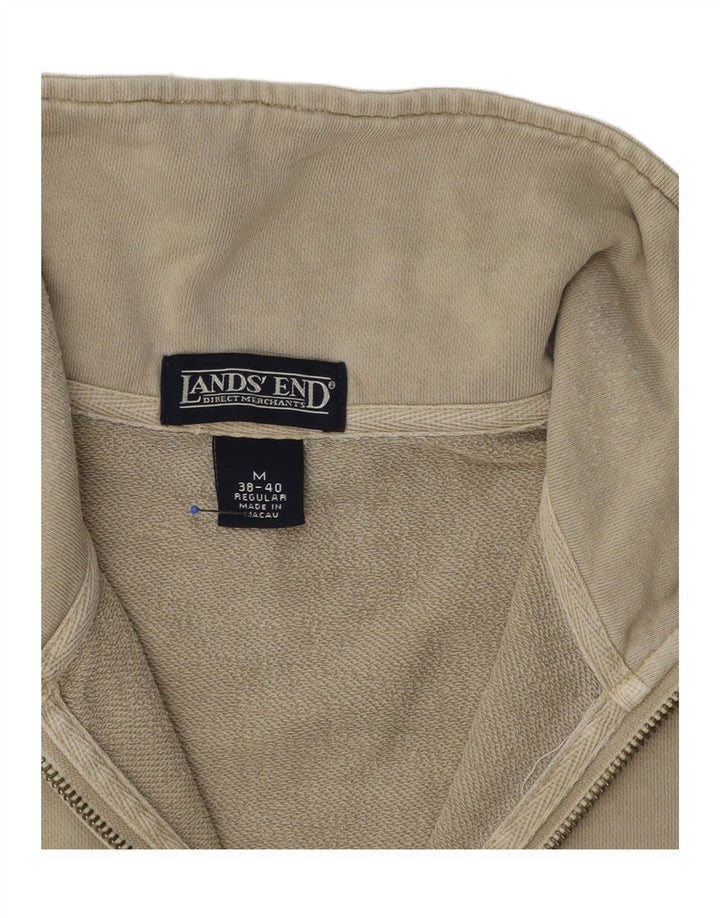 Lands End - Sudadera con cuello y cremallera para hombre, ajuste regular, talla 38/40, color beige medio