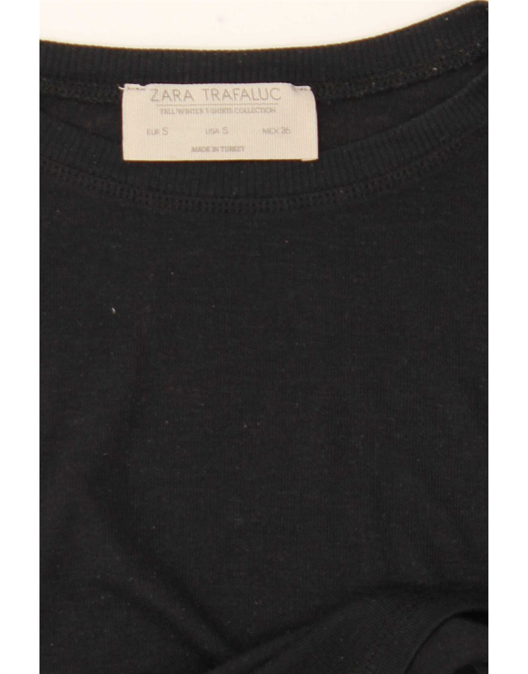 Zara Mujer Top Manga Larga UK 40 Small Negro