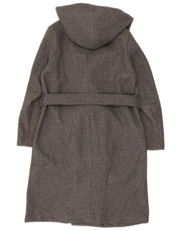 Zara Mujer Abrigo extragrande con capucha UK 6 XS Poliéster gris