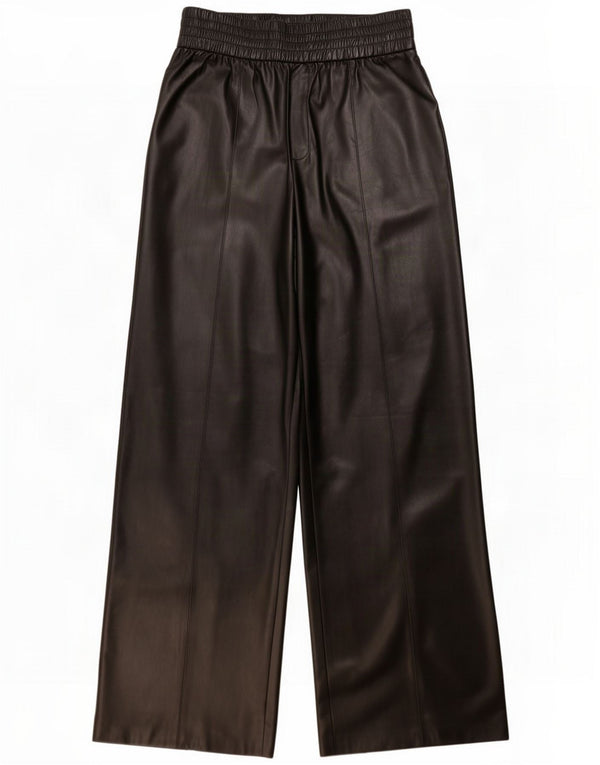 Zara Pantalón ancho de piel sintética para mujer Medium W28 L31 Black