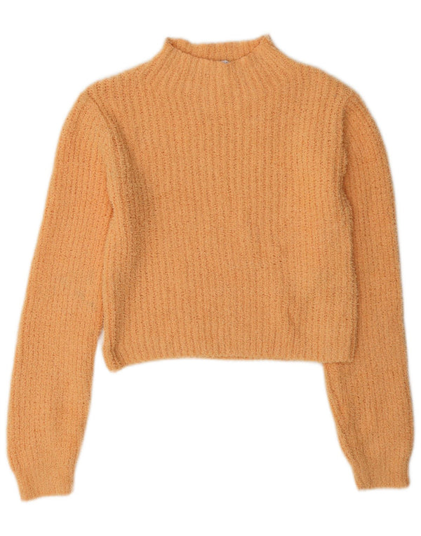 Zara Mujer Crop Turtle Neck Jumper Sweater UK 10 Small Naranja Poliéster