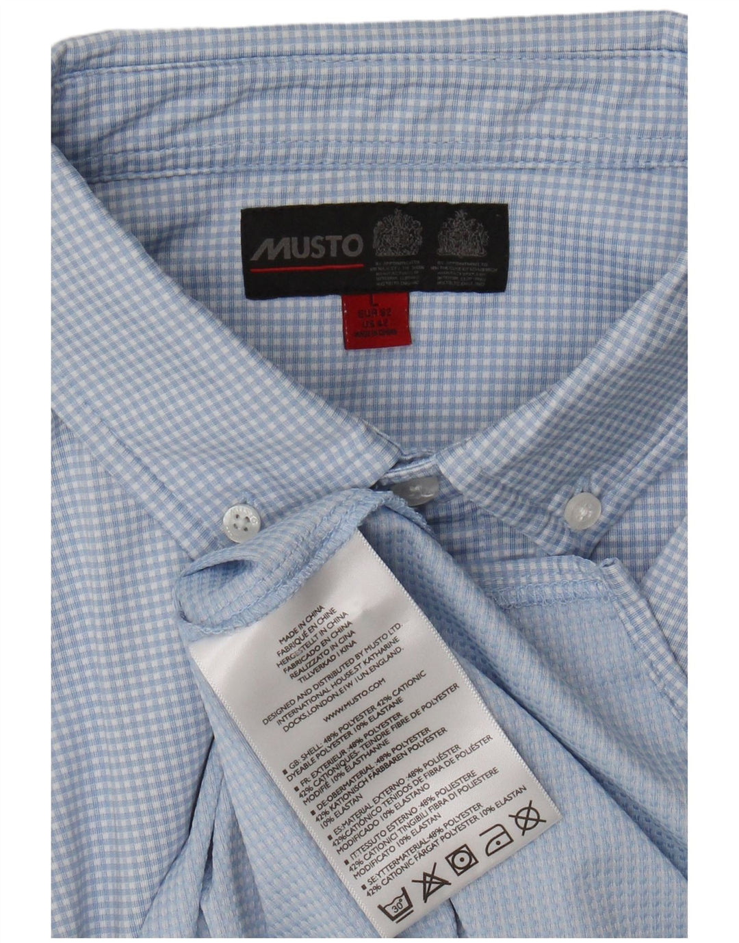 Camisa Musto Hombre Grande Azul Vichy Poliéster