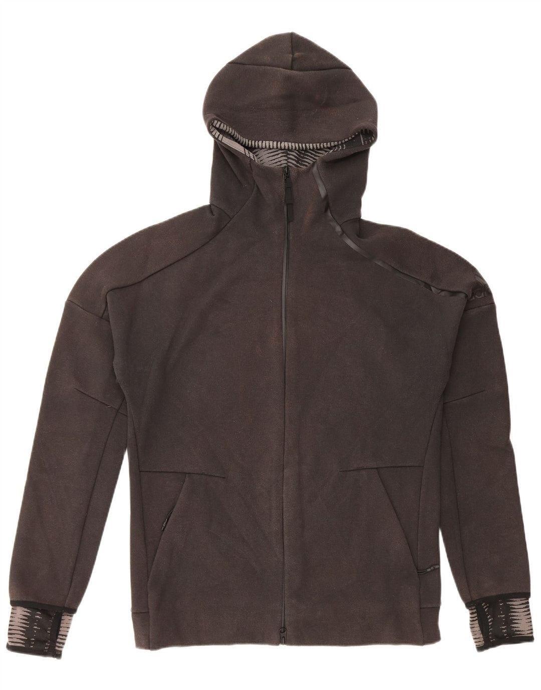 ADIDAS Suéter con capucha y cremallera para hombre Algodón negro mediano