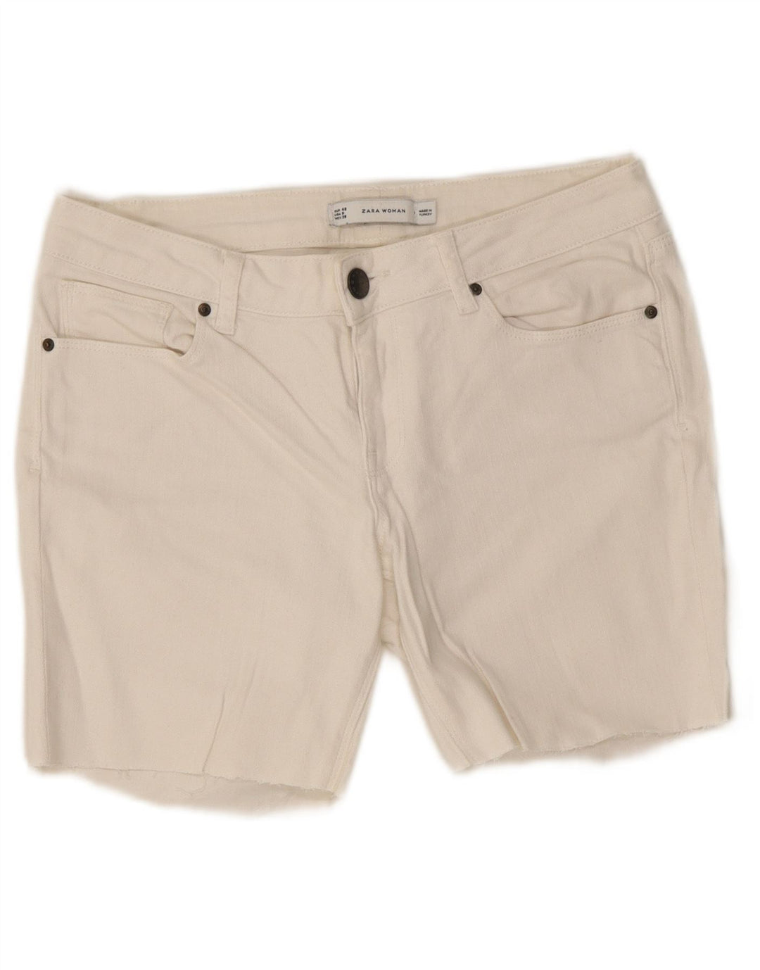 Zara Mujer Shorts De Mezclilla Gráficos EU 40 Medium W30 Blanco
