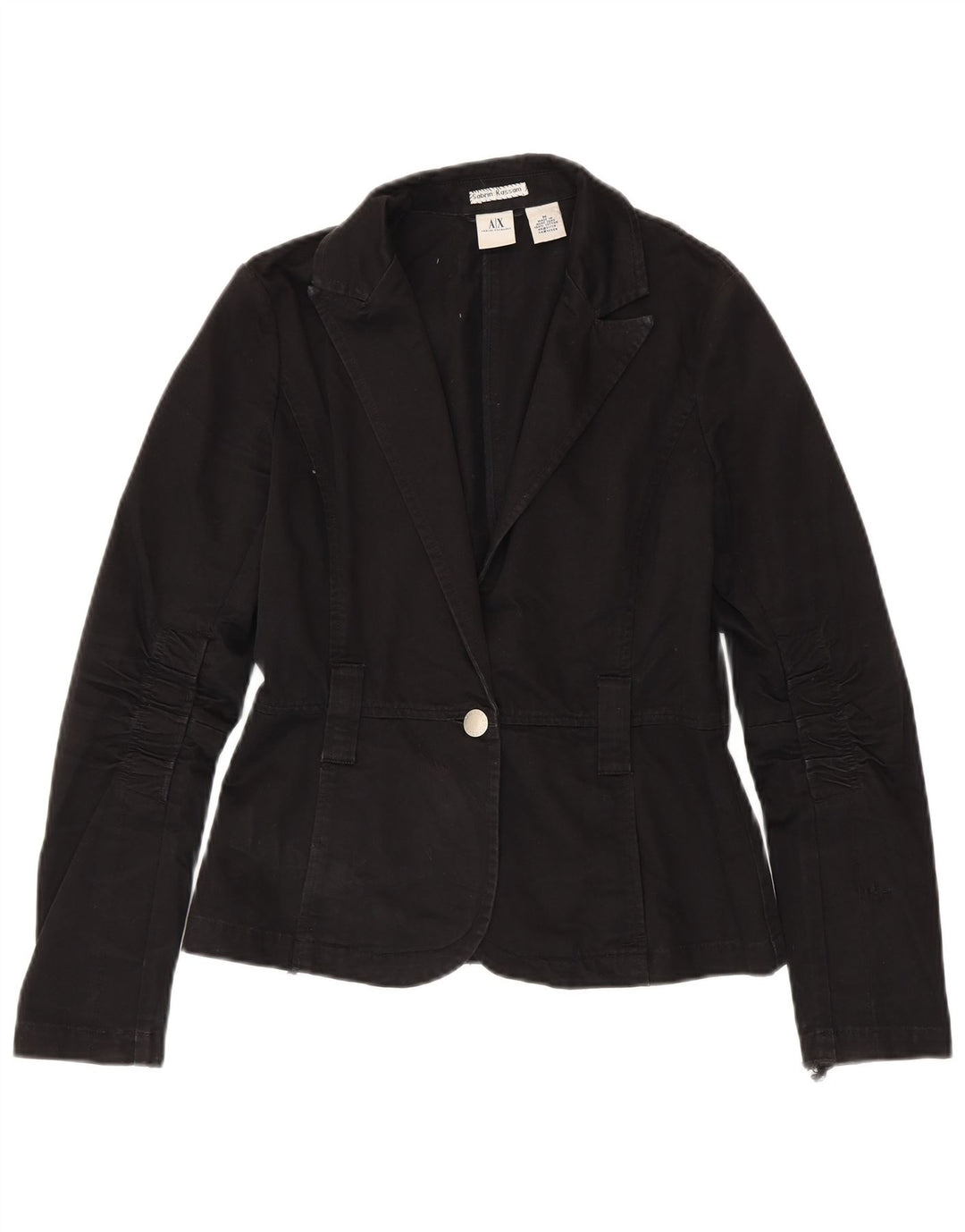 Armani Exchange Chaqueta tipo blazer de 1 botón para mujer UK 12 Mediana Algodón negro
