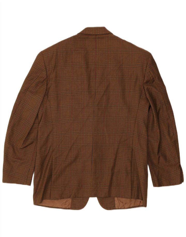 Trussardi Chaqueta tipo blazer de 2 botones para hombre IT 52 XL Pata de gallo marrón