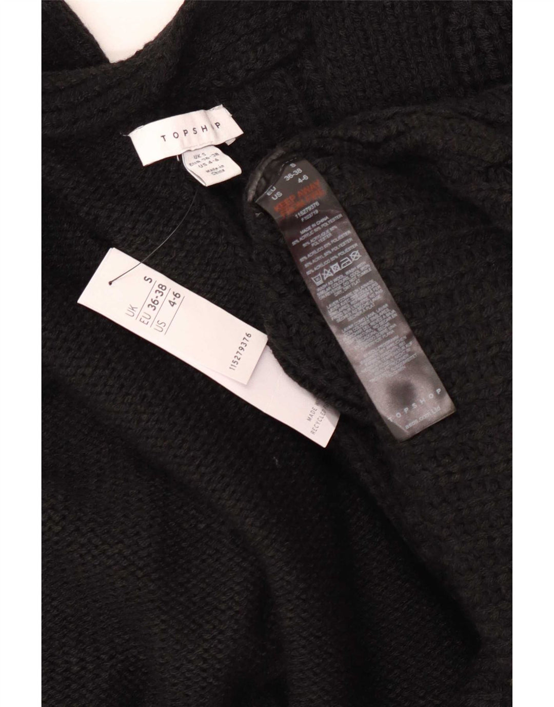 Topshop Suéter tipo cárdigan largo extragrande para mujer EU 36/38 Small Black