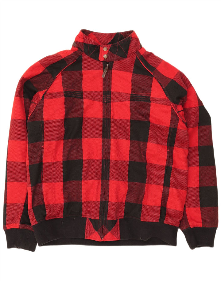 TIMBERLAND Mens Bomber Jacket UK 42 XL Red Check Polyester