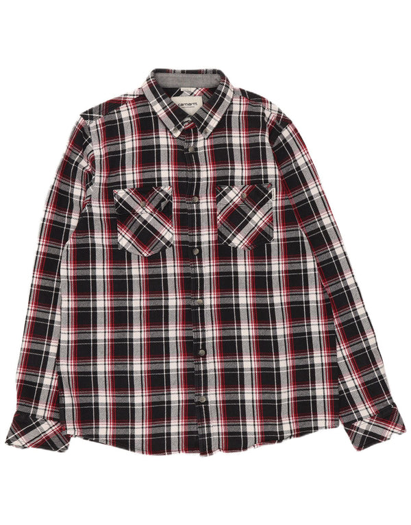 Carhartt Camisa de franela de ajuste regular para hombre Worker Wear Cuadros negros grandes