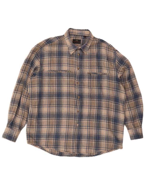 VINTAGE Camisa de franela para hombre 2XL Acrílico a cuadros azules