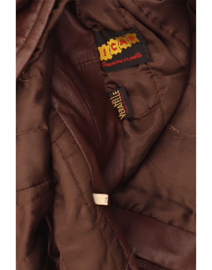 Chaqueta de cuero vintage para hombre IT 46 Pequeño Marrón