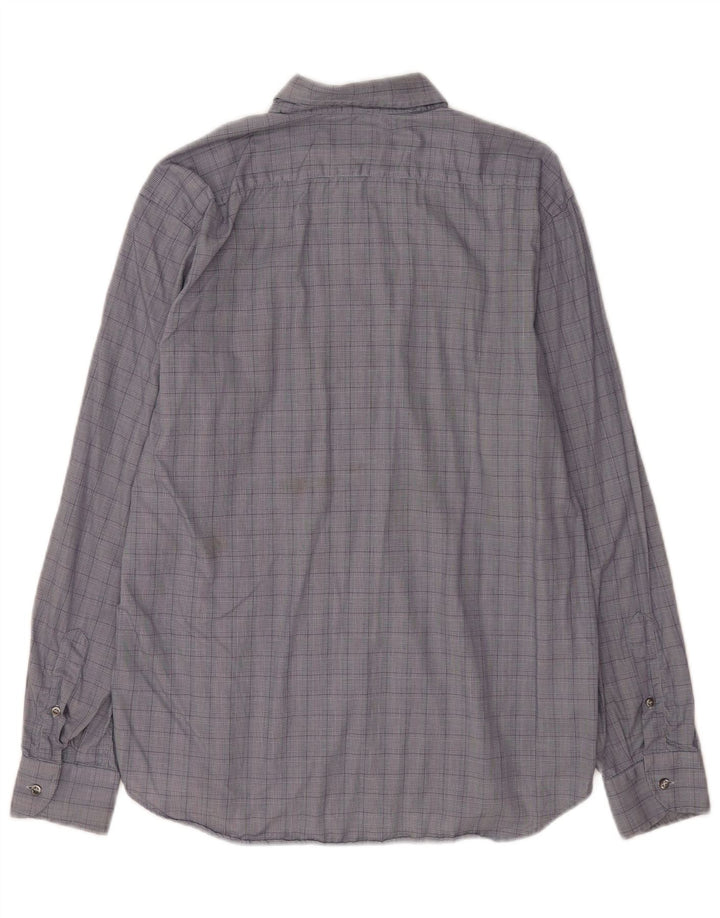 Roccobarocco Camisa para hombre Talla 42 16 1/2 Algodón a cuadros azul grande