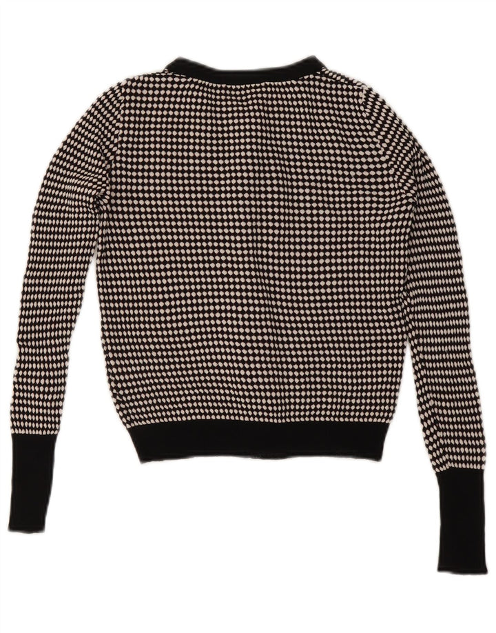 ZARA Mujer Crop Cardigan Suéter UK 40 Medio Viscosa Manchada Negra