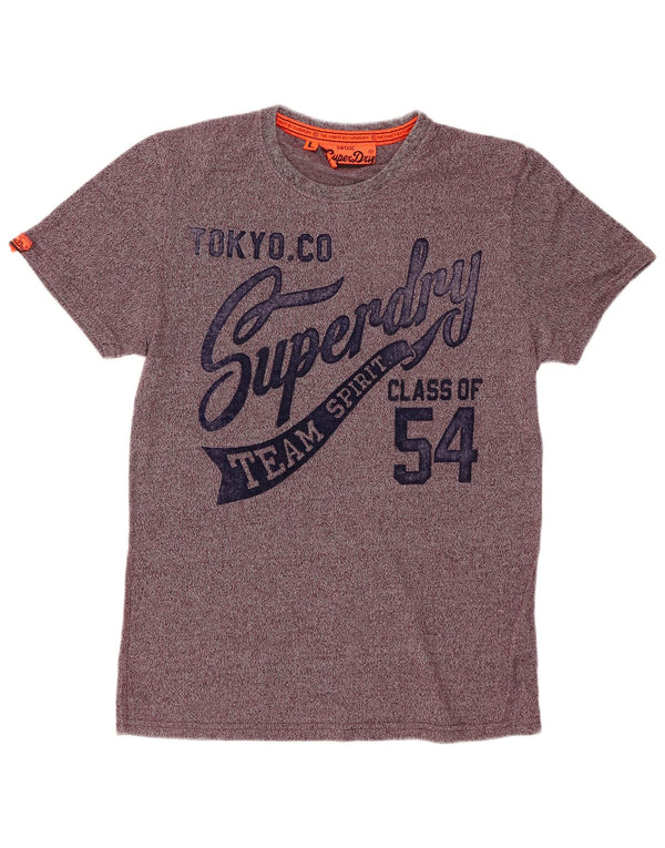 SUPERDRY Camiseta gráfica para hombre Top grande de algodón moteado en color burdeos